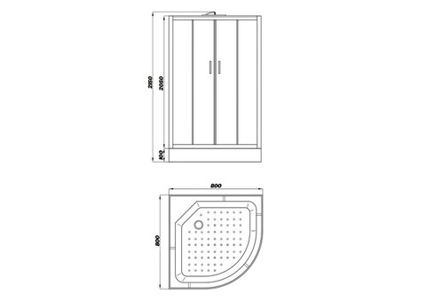 Душевая кабина Parly Bianco Эконом EB83P 800х800х2150 мм