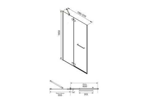 Душевая дверь Iddis Slide SLI6BH2i69 1200x1950 мм