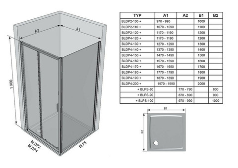 Душевая дверь Ravak Blix BLDP2-110 Transparent белая