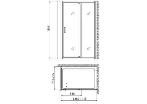 Душевой уголок Gemy Sunny Bay S28191E-A75 1400х750х1900 мм