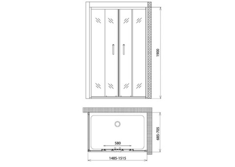 Душевой уголок Gemy Victoria S30192A-A70 1500х700х1900 мм