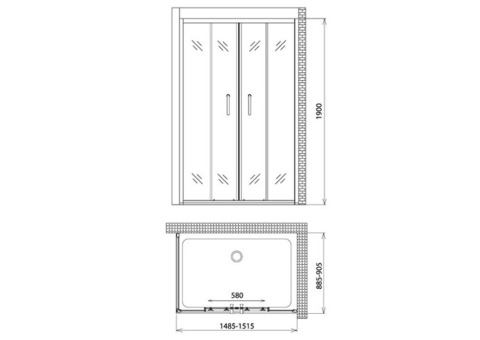 Душевой уголок Gemy Victoria S30192A-A90 1500х900х1900 мм