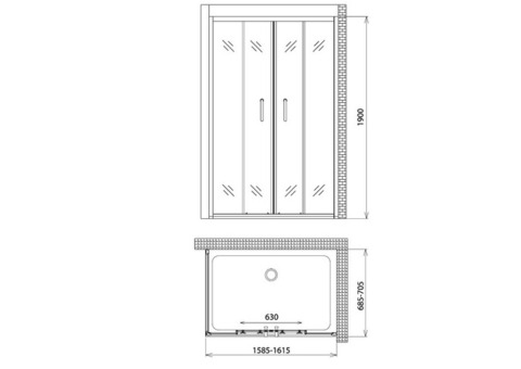 Душевой уголок Gemy Victoria S30192B-A70 1600х700х1900 мм