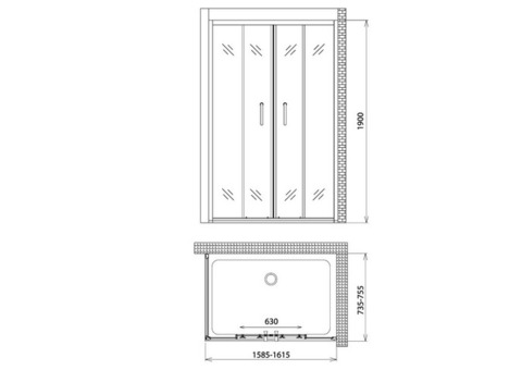 Душевой уголок Gemy Victoria S30192B-A75 1600х750х1900 мм