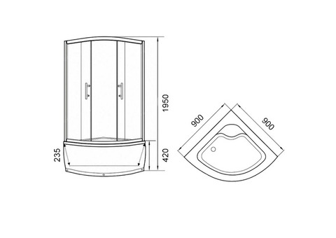 Душевой уголок Parly Z90 высокий поддон 900х900 мм
