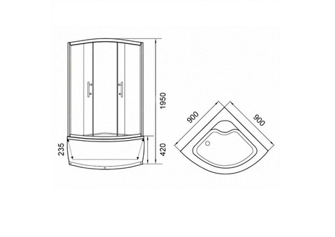 Душевой уголок Parly ZE900 высокий поддон 900х900 мм