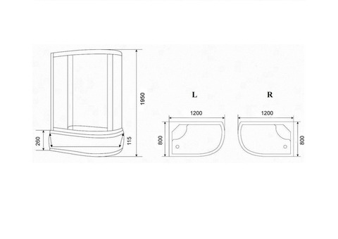 Душевой уголок Parly ZEM1201L средний поддон 1200х800 мм