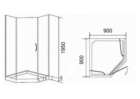 Душевой уголок Parly ZPE91T 900х900х1950 мм