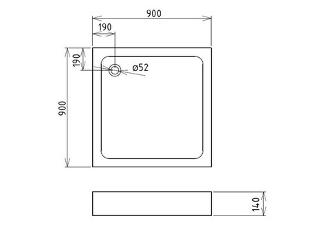 Поддон душевой Gemy ST17T квадратный 900х900х140 мм