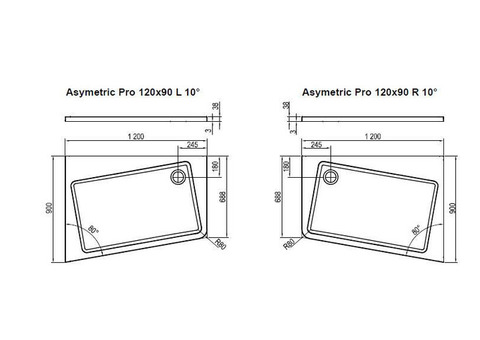 Поддон душевой Ravak Asymetric Pro 10 градусов асимметричный 1200x900 мм левый