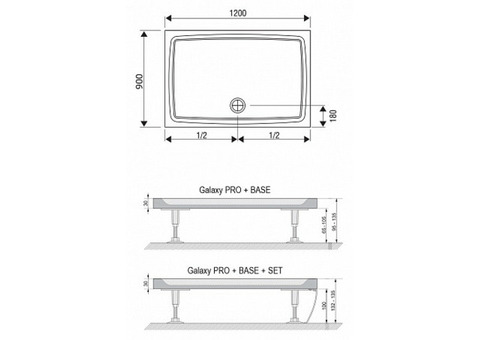 Поддон душевой Ravak Gigant Pro Flat прямоугольный 1200x900х30 мм