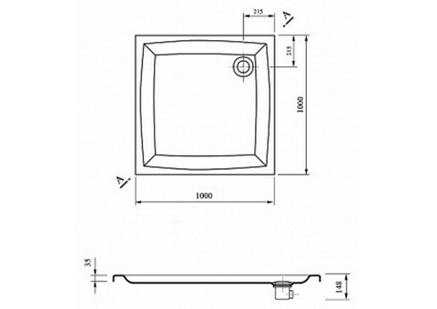 Поддон душевой Ravak Perseus-100 LA квадратный 1000x1000х50 мм
