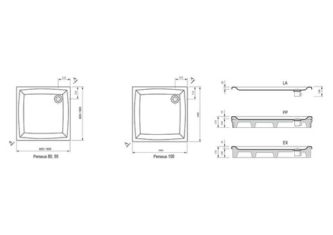 Поддон душевой Ravak Perseus-90 PP квадратный 900x900х175 мм