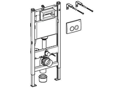 Монтажный стеллаж с бачком Geberit Duofix Basic Delta 21 458.124.21.1 для подвесного унитаза с клавишей и креплением