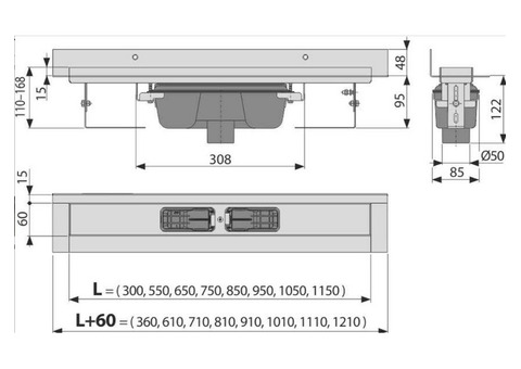 Водоотводящий желоб Alca Plast APZ1016-1050