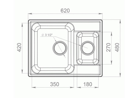 Кухонная мойка GranFest Quarz GF-Z09 620х480 мм композитная бежевая двухсекционная