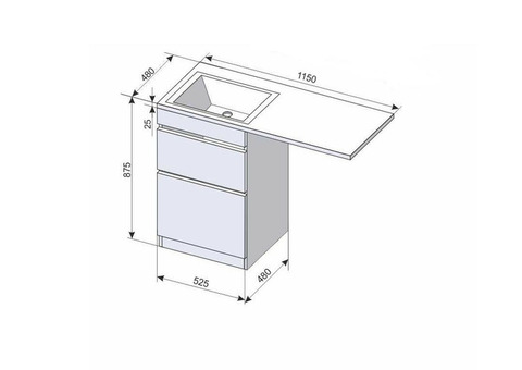 Тумба с раковиной Style Line Даллас 115 L Люкс Plus белая