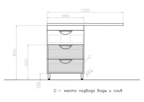 Тумба с раковиной Style Line Жасмин 60 Космос/Даллас 120 Люкс Plus L с тремя ящиками