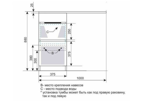 Тумба напольная с раковиной Style Line Даллас 100 L Люкс Plus белая