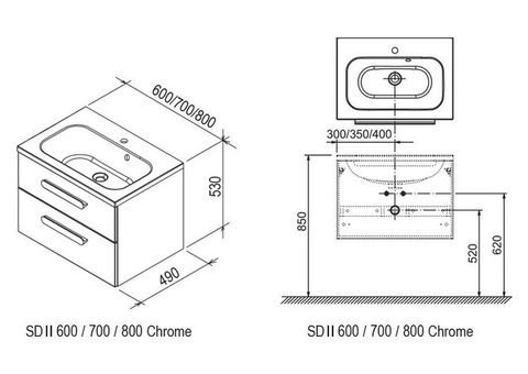 Тумба под раковину Ravak Chrome II SD 700 X000000920 глянцевая белая