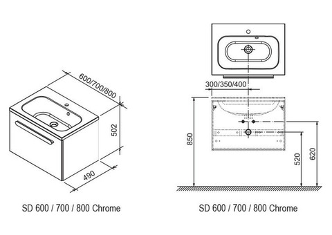 Тумба под раковину Ravak Chrome SD 600 X000000530 глянцевая белая