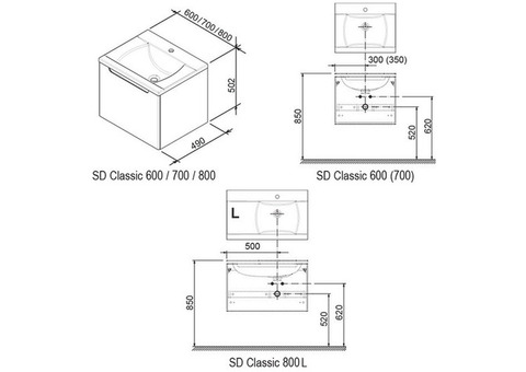 Тумба под раковину Ravak Classic II SD 800 L X000000913 каппучино/белый глянец