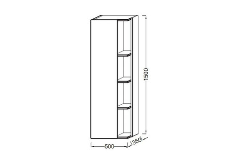 Шкаф-колонна Jacob Delafon Terrace EB1179G-G1C левосторонний 1500х500х350 мм белый блестящий лак