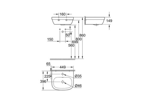 Мини-раковина Grohe Euro Ceramic 39324000 450х400 мм