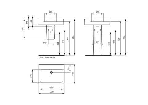 Раковина Ideal Standard Connect Cube E810801 700x460 мм