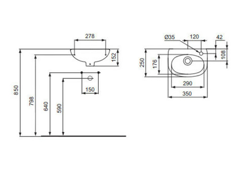 Раковина Ideal Standard Ecco/Eurovit W407901 350x250 мм