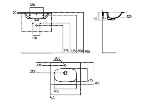 Раковина Ideal Standard Tesi T351001 625x450 мм