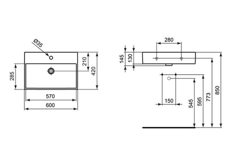 Раковина накладная Ideal Standard Strada K077801 600x420 мм