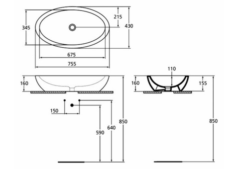 Раковина накладная Ideal Standard Strada K078501 750x430 мм