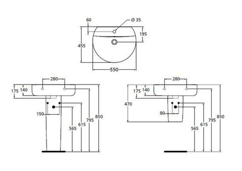 Раковина подвесная Ideal Standard Connect Sphere E786401 550x455 мм