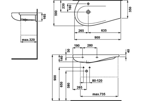 Раковина-столешница Laufen Alessi One 900х350 мм 8.1497.5.400.104.1