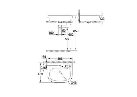 Раковина полувстраиваемая Grohe Euro Ceramic 39337000 600х480 мм