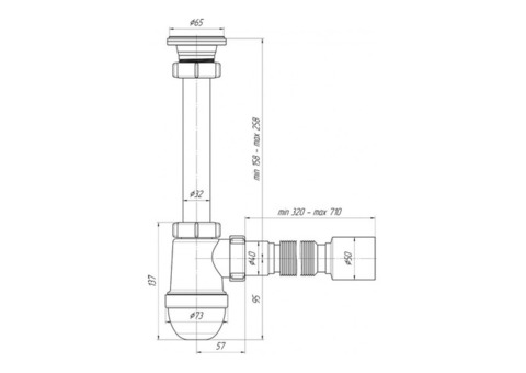 Сифон АниПласт Ани C1010 1 1/4х40 с гибкой трубой 40х50 мм