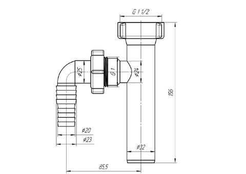 Отвод для стиральной машины АниПласт M120 1/2х32