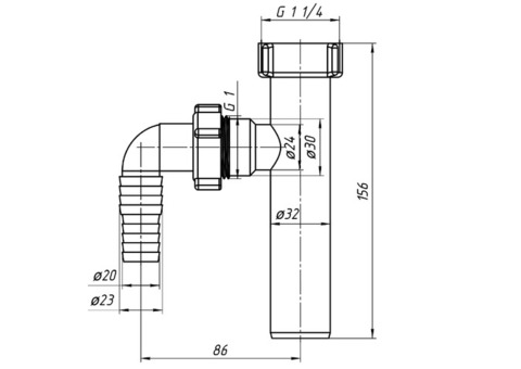 Отвод для стиральной машины АниПласт M230 1/4х32