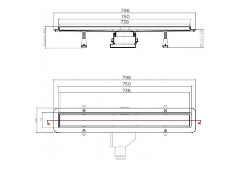 Душевой лоток Pestan Betto Compact Net Line 750