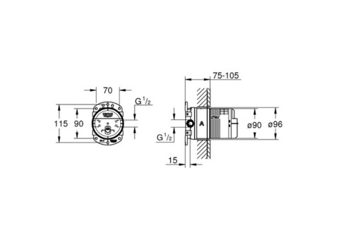 Встроенная часть универсальная Grohe 26483000 для верхнего душа