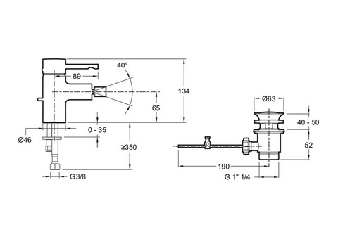 Смеситель для биде Jacob Delafon Cuff E37045-CP