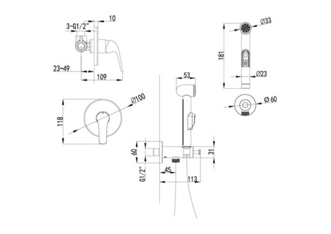 Смеситель для биде Lemark Plus Advance LM1219C с гигиеническим душем