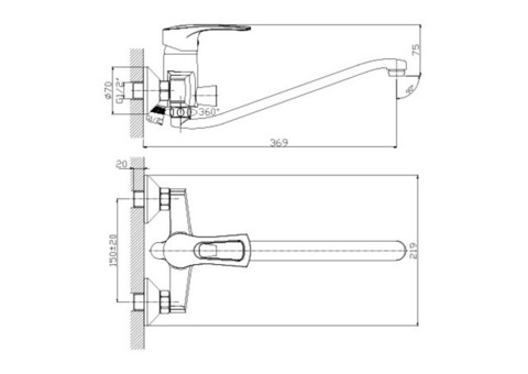 Смеситель для ванны с S-образным изливом Rossinka T40-34