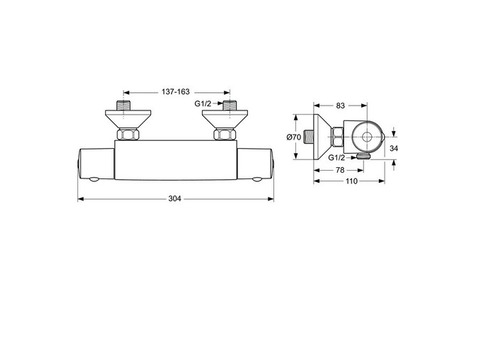 Термостат для душа Ideal Standard Ceratherm 50 A6367AA