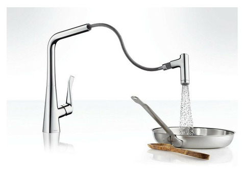 Смеситель для кухни Hansgrohe Metris 320 14820000 с выдвижным изливом