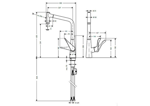 Смеситель для кухни Hansgrohe Metris Select 320 14820800 с выдвижным изливом