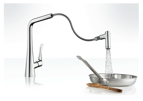 Смеситель для кухни Hansgrohe Metris Select 320 14820800 с выдвижным изливом