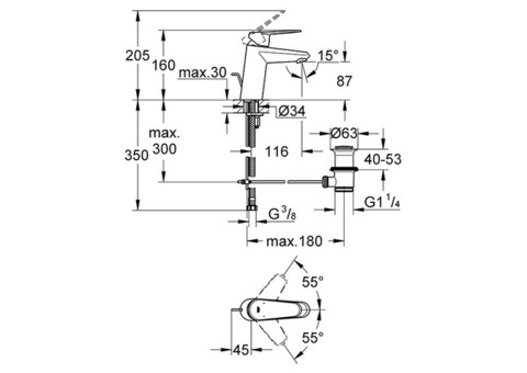 Смеситель для раковины Grohe Eurodisc Cosmopolitan 33190002