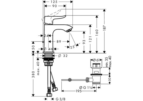 Смеситель для раковины Hansgrohe Metris 110 31084000